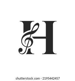 Initial Letter H Music Logo. Dj Symbol Podcast Logo Icon Vector Template