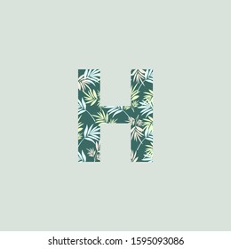 Initial Letter H Nature Floral Leaves logo icon soft color.