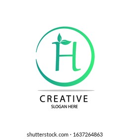Initial Letter H Nature Leaf Logo For Company