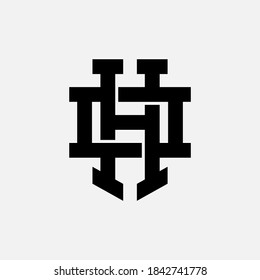 Initial letter H, O, HO or OH overlapping, interlock, monogram logo, black color on white background