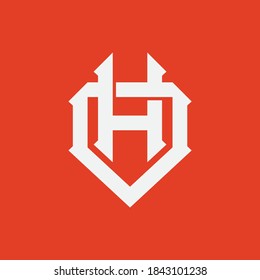 Initial letter H, O, HO or OH overlapping, interlock, monogram logo, white color on orange background