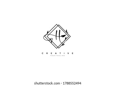 Initial Letter H Organic Linear Badge Monogram Logotype