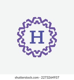 letra inicial logotipo del emblema del marco de círculo moderno ornamental H