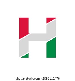 Carta inicial H Recorte de papel con plantilla de diseño de logotipo de color de marca italiana