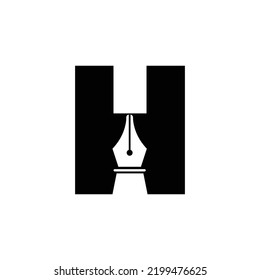 Initial Letter H Pen Nib Icon For Education Logo and Law Symbol Vector Template Based Alphabet