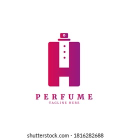 Initial letter H with perfume abstract Logo . Luxury perfume H logo design concept