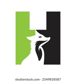 Concepto inicial del diseño del logotipo del animal doméstico de la letra H con la Plantilla del Vector del símbolo del perro