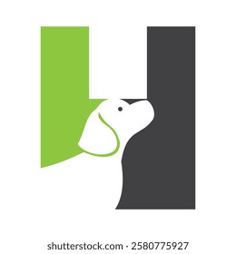 Initial Letter H Pet Logo Concept With Dog Head Symbol Vector Template