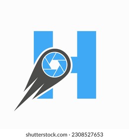 Initial Letter H Photography Logo Camera Lens Concept. Photography Symbol Template