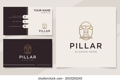 Initial letter H with pillar element logo and business card template