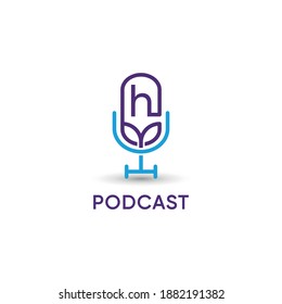 Ursprünglicher Buchstabe H Podcast Audio-Aufnahme Logo Design Vektor. Modernes, minimalistisches Konzept