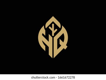 Initial letter H and Q with abstract leaf logo sign symbol