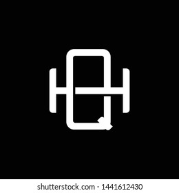 Initial letter H and Q, HQ, QH, overlapping interlock monogram logo, white color on black background