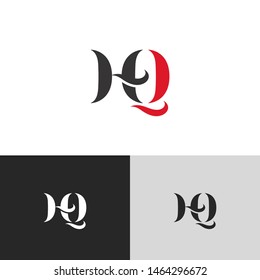 Initial Letter h q hq uppercase modern logo design template elements. red letter Isolated on black white grey background. Suitable for business, consulting group company.