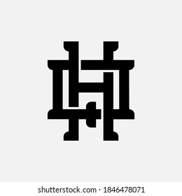Initial letter H, Q, HQ or QH overlapping, interlock, monogram logo, black color on white background