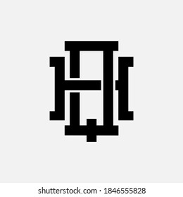 Initial letter H, Q, HQ or QH overlapping, interlock, monogram logo, black color on white background
