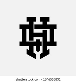 Initial letter H, Q, HQ or QH overlapping, interlock, monogram logo, black color on white background