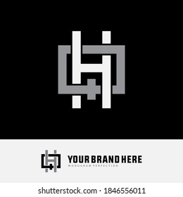 Anfangsbuchstaben H, Q, HQ oder QH, überlappend, interlock, Monogramm-Logo, weiß-graue Farbe auf schwarzem Hintergrund