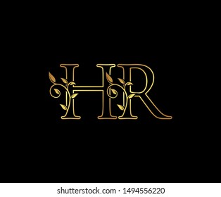 Initial letter H and R, HR, Gold Logo Icon,  
classy gold letter monogram logo icon suitable for boutique,restaurant, wedding service, hotel or business identity. 