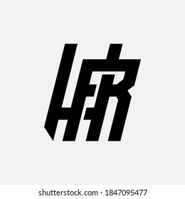 Initial letter H, R, HR or RH overlapping, interlock, monogram logo, black color on white background
