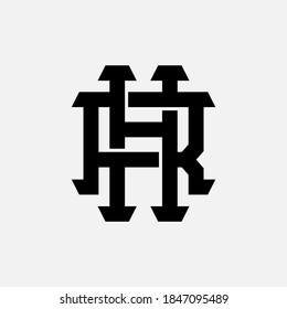 Letra inicial H, R, HR o RH solapadas, entrelazadas, logotipo monograma, color negro sobre fondo blanco