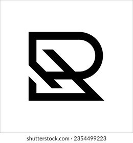 Initial letter H, R, HR or RH overlapping, interlock, monogram logo, black color on white background