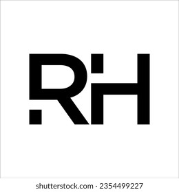 Letra inicial H, R, HR o RH solapadas, entrelazadas, logotipo monograma, color negro sobre fondo blanco