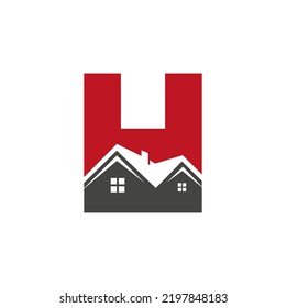 Initial Letter H Real Estate Logo With Building Roof  For Investment and Corporate Business Template
