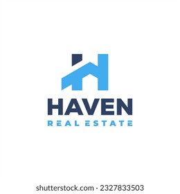 initial letter h real estate logo design