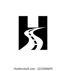 Initial Letter H Road Logo For Travel And Transportation Sign Vector Template