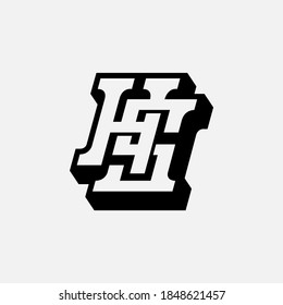 Initial letter H, S, HS or SH overlapping, interlock, monogram logo, white and black  color on white background