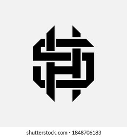 Initial letter H, S, HS or SH overlapping, interlock, monogram logo, black color on white background