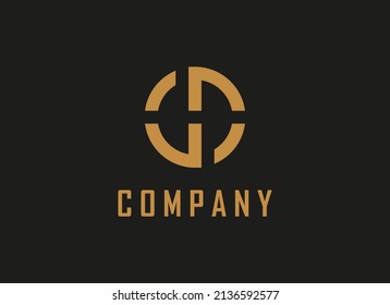 initial Letter H and S Logo. Gold Shape S Letter with Negative Space Letter H inside isolated on Black Background. Usable for Business and Branding Logos. Flat Vector Logo Design Template Element.