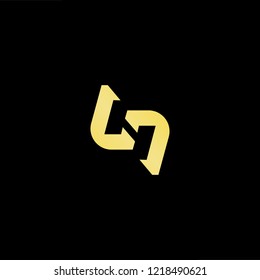 Initial letter H SH HS minimalist art logo, gold color on black background.