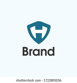 Initial letter H in shield modern abstract logo template