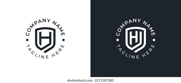 initial Letter H Shield Monogram Logo Concept icon symbol sign Element Design. Cyber, Security, Protection, Guardian Logotype. Vector illustration template