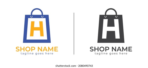 Erstbrief H Einkaufstasche, Shopping, Online Shop Logo. Vorlage für abstraktes Vektorlogo