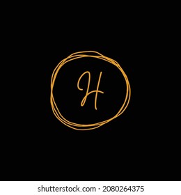 Initial letter H signature handwritten elegant logo design template vector. Signature luxury logo design template.