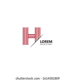 Initial letter h sliced uppercase modern logo design template elements. Red letter Isolated on white background. Suitable for business, consulting group company.