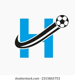 Initial Letter H Soccer Logo. Football Logo Concept With Moving Football Icon