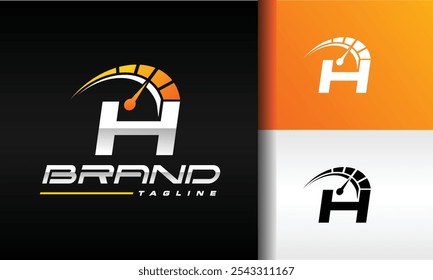 initial letter H speedometer logo