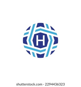 Initial letter H sphere logo Symbolize Global Connectivity