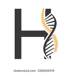 Initial Letter H Spin Therapy Logo, Orthopedic Symbol For Medical and Healthcare Icon