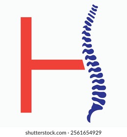 Initial Letter H Spine Logo Concept For Chiropractic Logo Design, Medical Physiotherapy Symbol