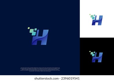 
Initial Letter H with square pixel dot Motion . Vector Logo Design Template
