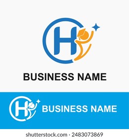 Initial Letter H Student, Toga Cap and Shine Icon for Education, School, Academy Center Business Logo Idea Template