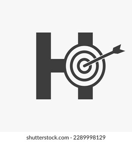 Initial Letter H Success Logo Combine with Bow Target  Icon