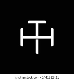 Initial letter H and T, HT, TH, overlapping interlock monogram logo, white color on black background