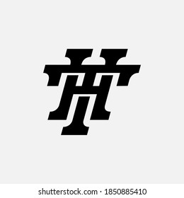 Überlappende Anfangsbuchstaben H, T, HT oder TH, Verriegelung, Monogramm-Logo, schwarze Farbe auf weißem Hintergrund