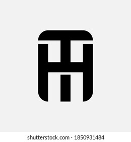 Initial letter H, T, HT or TH overlapping, interlock, monogram logo, black color on white background